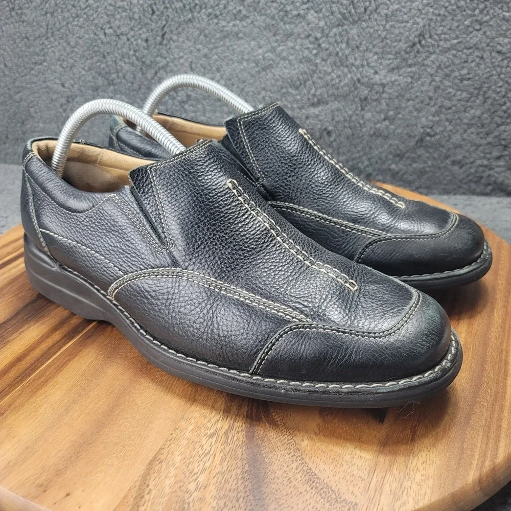 Johnston & Murphy Loafers Black‎ Leather Mens Size 10.5 M Sheepskin Shoes
